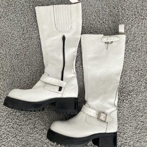 White Motorcycle Boots - Leather - UK size 6